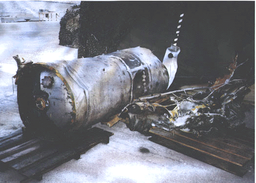 The recovered Scud's fuel tank