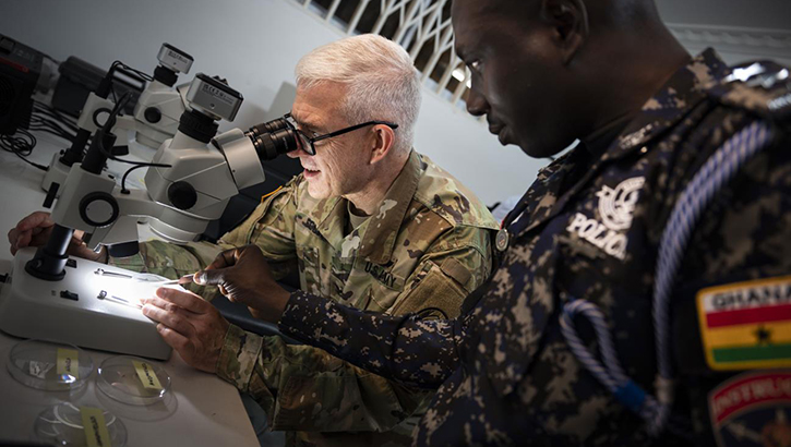 Attendees at the U.S. Naval Forces Europe-Africa Force Surgeon event collaborate to study the invasive malaria-causing species, Anopheles stephensi, in Africa. “This was a fantastic week spent among specialists in the fight against malaria across all disciplines: physicians, researchers, medical technologists,” said U.S. Navy Cmdr. Carla Pappalardo. Since its inception in 2011, the task force has brought together scientists and policy makers involved in malaria programs to share resources, strategies, and expertise that would ultimately act as a catalyst for change. (Photo by U.S. Navy)