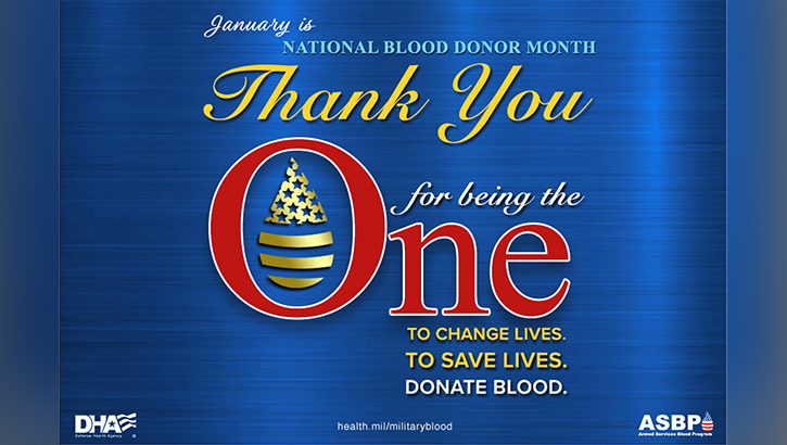 In a 1969 proclamation signed by President Richard Nixon, January was designated as National Blood Donor Month to create a time to thank those who have donated throughout the past year and to address the decrease in donations during the winter season. The Armed Services Blood Program is grateful for all the support it has received from donors and supporters in 2023.  (credit: Swati Agane)