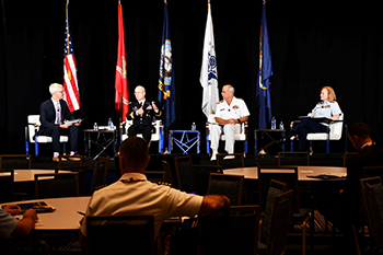 Military personnel on a panel