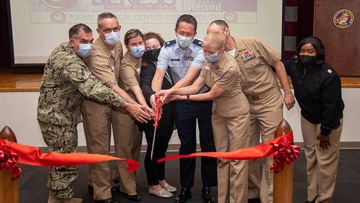 Image of Military personnel at ribbon cutting ceremony.