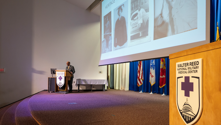 Walter Reed National Military Medical Center hosted a Black History Month observance on Feb. 6, 2024, in Memorial Auditorium, featuring retired U.S. Army Brig. Gen. (Dr.) Norvell “Van” Coots. 