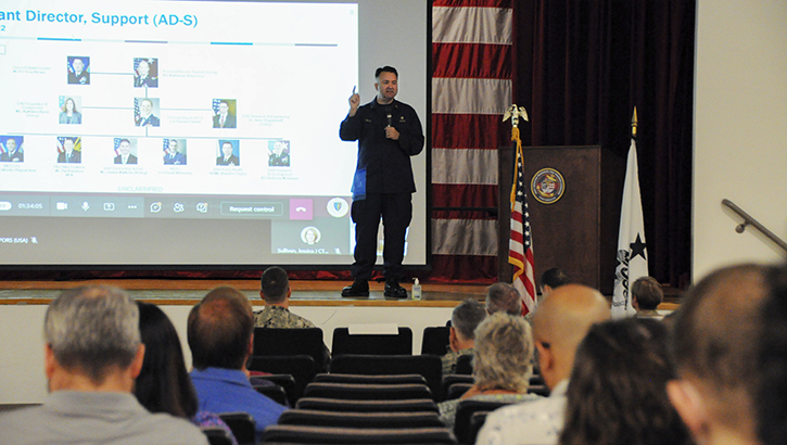 Military personnel speaks at NMCPHS town hall event